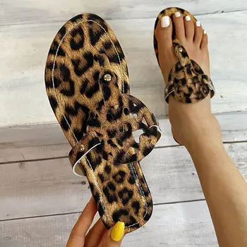 Femeie De Moda Papuci De Imprimare Leopard Flip Flops Pentru Femei Pantofi De Vara Pentru Femeie În Aer Liber Tv Cu Papuci Casual, Slide-Uri De Femei Plus Dimensiune 43