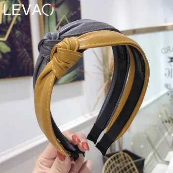 Levao Femei Hairband PU Imitație de Piele înnodate Bentita Bine Partea cu Dinți Non-Alunecare Benzi pentru Fata Banda de Păr Cercuri