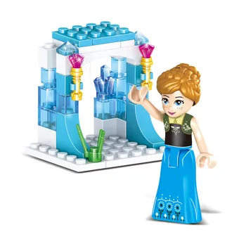 Kitoz 8-în-1 Anna Elsa Scântei Castelul de Gheata Sirena Kristoff Princess Snow Queen Bloc Jucărie pentru fete compatibil cu