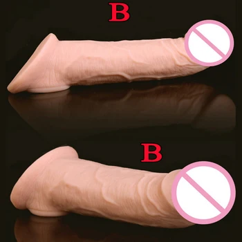 Silicon moale realist gros penis inel pentru timpul de întârziere de sex masculin penisului maneca extender scrot Reutilizabile Prezervative jucărie sexuală pentru bărbați