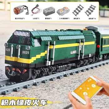 12001 verde din piele Diesel de Locomotive de cale Ferată serie electrice de control de la distanță assembly building block model de jucărie cadou de Crăciun