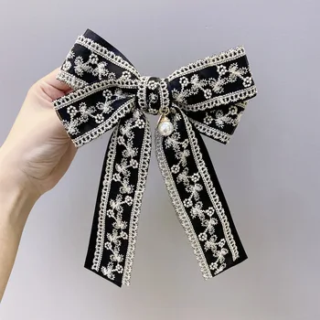 Coreea Hairpin accesorii de Par de Moda pentru femei princess dantela panglică agrafe mare papion hairpin agrafe de fată sălbatică clip top articole pentru acoperirea capului