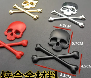 3D Metal Crom Craniu Schelet Transversale Portbagaj Spate, Embleme Insigna Decal Autocolant