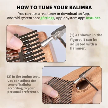 17 Chei Kalimba Instrument Muzical din Lemn de mahon Degetul mare Pian African Mbira cu Tuning Instrument Autocolant pentru Incepatori Copii