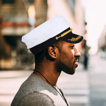 Adult Căpitanul Pălărie Militare Pălării Barca Comandantul Navei Marinar, Pălărie Costum reglabil Sapca Navy Marine
