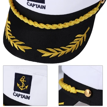 Adult Căpitanul Pălărie Militare Pălării Barca Comandantul Navei Marinar, Pălărie Costum reglabil Sapca Navy Marine