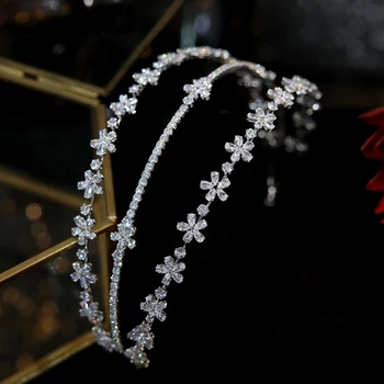 ASNORA Superb Cristal Bentita de Mireasa Frizură Multi-Strat de Flori Coroana Mireasa de Susținere Fata Frizură Mingea Accesorii