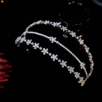 ASNORA Superb Cristal Bentita de Mireasa Frizură Multi-Strat de Flori Coroana Mireasa de Susținere Fata Frizură Mingea Accesorii