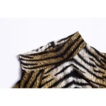 Sexy Guler Bodysuit Leopard De Imprimare Slinky Bodycon Maneca Lunga Salopetă Pentru Femei Salopeta Salopete De Noapte De Petrecere