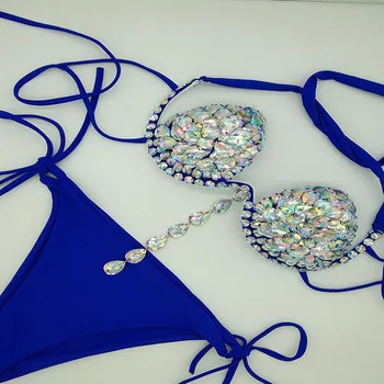 2020 venus, vacanta, diamant bikini set stras costume de baie sexy pentru femei costum de baie bling pietre ciucuri beachwear biquini