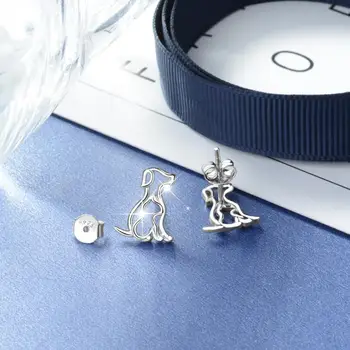 Eudora argint 925 Seturi de Bijuterii câine pandantiv câine Stud cercel cu cutie moda bijuterii femei pentru Ziua de nastere cadou de ziua