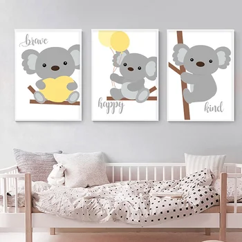 Arta De Perete Panza Pictura De Paduri De Animale Koala Copil Pepinieră Poster De Imprimare Nordic Copii Decorare Imagine Copii Decor Dormitor