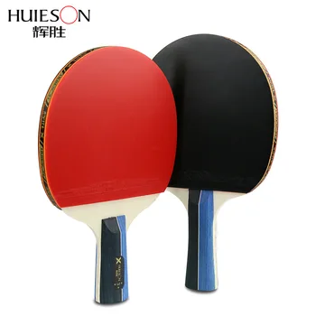 Huieson 2 buc/Set Clasic de 5 Straturi de Lemn Masiv, Rachete de Tenis de Masă Dublu Fata Cosuri-din Cauciuc Tenis de Masă Lilieci pentru Adolescenti
