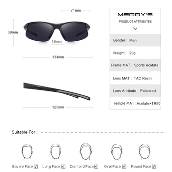 MERRYS DESIGN Bărbați Polarizate de Sport în aer liber ochelari de Soare pentru Femei Jumătate Cadru Ochelari de protecție Ochelari De Funcționare Protecție UV400 S9026