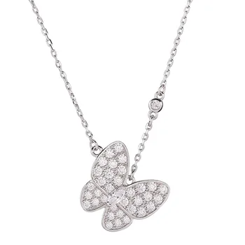Argint 925 Cristal Fluture Pandantiv Colier Pentru Femei Lanț, O Femeie Nouă Cravată Colier Bijuterii Fine Pe Gat
