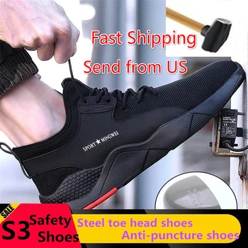 Femei Și Bărbați Steel-Toe Securitatea muncii Pantofi Sport Casual Respirabil în aer liber Adidași Puncție Dovada Cizme Pantofi Confortabili