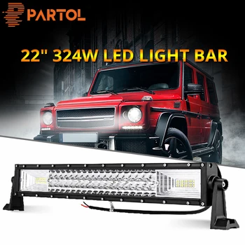 Partol 22 inch 324W Tri Rânduri de Lumină LED Bar Lumina de Lucru Direct la fața Locului Inundații Combo Grinzi Bar LED Pentru Camioane Offroad 4WD 4x4 12V 24V