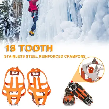 18 Dinți Crampoane Gheara Pantof Acoperi Non-Alunecare Pantofi de Acoperire Anti-schi Alpinism Pantof Acoperi pentru Drumeții, Alpinism