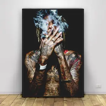 Wiz Khalifa Muzica Rap Hip-Hop Art Tesatura Poster de Imprimare Imagini de Perete Pentru Camera de zi Decor panza pictura postere si printuri