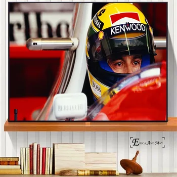 Senna Clasic Cal De Curse F1 Vintage Printuri Pictura In Ulei Pe Panza, Arta De Perete Picturi Murale Imaginile Pentru Camera De Zi De Decorare