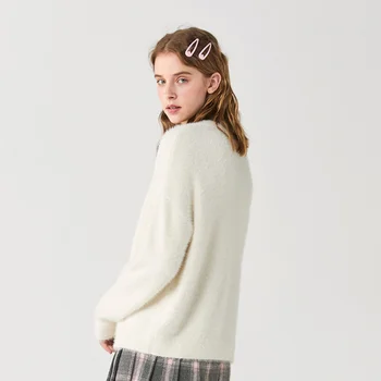 SEMIR Pulover Femei de Iarna Nou Stil Leneș Liber Pulover Tricot Tendință Pulover pe Gât O Jumătate Placket Solid Topuri Pentru Femei