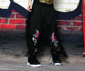 Brand de moda pentru Femei Hip hop dans purta Pantaloni de trening mozaic ds performance costume ciucure vrac harem pantaloni Marimea S, L