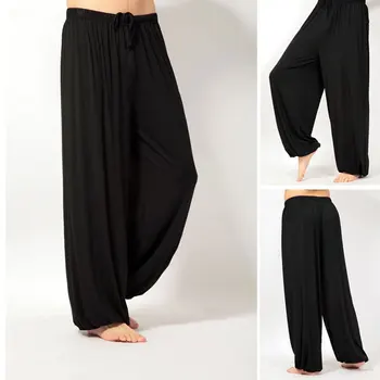 Marimea M-XXXL material Modale super largi de trening pantaloni de yoga bărbați pijama pantaloni Somn chiloți de sport pantaloni Tai chi pantaloni