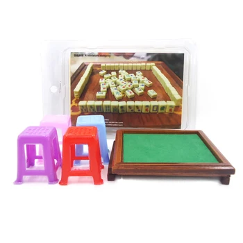 Noi 1/12 Scară casă de Păpuși în Miniatură Joc MahJong Set cu 4 Scaune pentru 1:12 casă de Păpuși Decor Jucarii Copii Ziua de nastere Cadou de Colecție