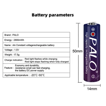 PALO 1-10 buc 1.5 V AA Baterii Reîncărcabile 2800mWh Litiu Li-ion Reîncărcabile AA Baterie pentru aparat Foto Jucărie Lanterna MP3 Player