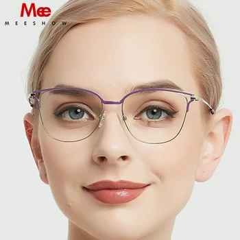 Meeshow Titan Aliaj Ultrausor Rama de Ochelari pentru Femei de Moda Ochi de Pisică Miopie Optice Cadru Europa Ochelari de vedere 2020