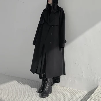 Iarna Nou Produs Yamamoto Întuneric Serie de Nișă Designer două rânduri Mid-lungime Matlasat Geaca