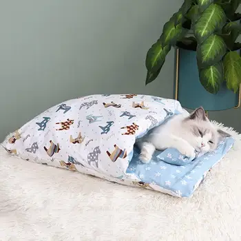 Lavabil Pisica Pat Pătură, Sac De Dormit Cuib Animale Canapea De Dormit Sac De Companie Câini De Talie Mică Pătură De Protecție De Iarnă Canisa Cuibul