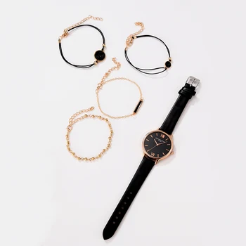 2020 Doamnelor Ceasuri pentru Femei de Moda Ceas Set 5pcs din Piele Trupa Cuarț Ceasuri Femei Ceasuri Ceas uita-Te Dames Horloge