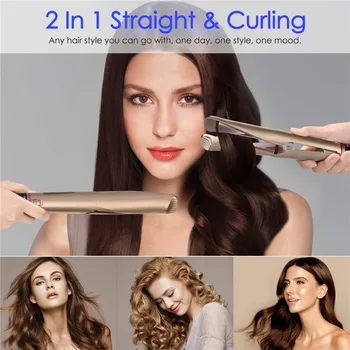 2 în 1 Electric Profesional Bigudiu de Păr Role de Îndreptare Păr poftă de mâncare Șovăi Salon Styler Ceramic Curling de Fier