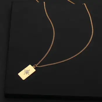 AENSOA Non-Fading din Oțel Inoxidabil Geometrice, Stele de Aur Colier Femei Cravată Coliere Pandantive Femme Lanț de Partid Cadouri Bijuterii