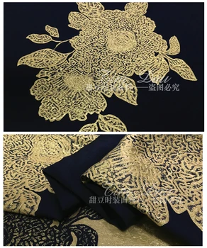 De aur de trei-dimensional jacquard tesatura brocart clare strat de flori tesatura jacquard de moda italiana mozaic pânză tesatura