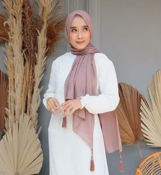 Designer Bubble Sifon Soldat De Culoare Eșarfă Lungă Soft Wrap Eșarfă Șal Eșarfe Femme Bufandas Margele Perle Hijabs Ciucure Eșarfă