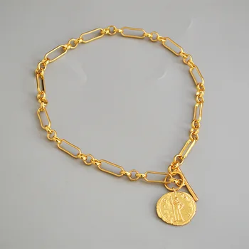 Europene și Americane de cupru pur lanț placat cu monede de aur antic baroc pearl temperament rece ot Butonul Colier