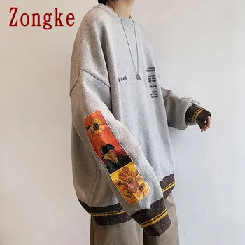 Zongke Casual Vintage Pulover Bărbați Îmbrăcăminte 2021 Moda Harajuku Pulovere Pulover Barbati Pulover de Iarna Haine Barbati M-3XL