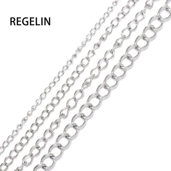 REGELIN 1.8 mm, 2.5 mm, 3mm 4.2 mm Lățime Sunet de Argint din Oțel Inoxidabil, Metal Lanț de Link-ul pentru Coliere Bratari Bijuterii de Luare 10m/lei