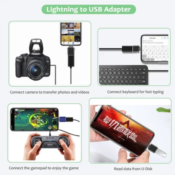 Aparat de Fotografiat USB Adapter, iOS OTG la USB-a pentru Telefon 11 Pro X 8 iPad pentru Unitate Flash USB, Card Reader, Tastatura, Camera, Microfon