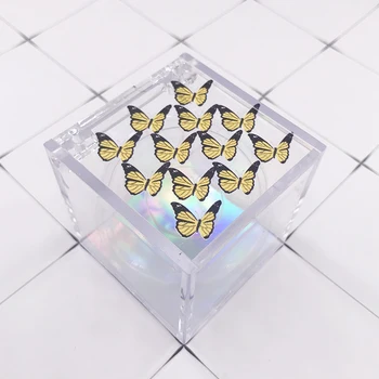 Clar Cub de Gene de Ambalare a Imprima Logo-ul Propriu Gol Personalizate de Cristal Clar Genelor Cutie cu Fluture