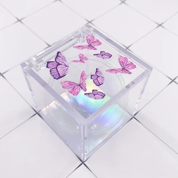 Clar Cub de Gene de Ambalare a Imprima Logo-ul Propriu Gol Personalizate de Cristal Clar Genelor Cutie cu Fluture