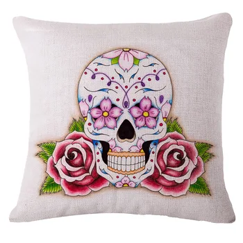 Flori Stilul Punk Mexic Craniu Lenjerie de pat din Bumbac Pernă scaun Scaun și Înapoi față de Pernă Pătrată Casa de Gradina Decorative