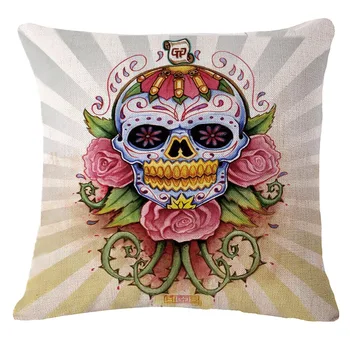 Flori Stilul Punk Mexic Craniu Lenjerie de pat din Bumbac Pernă scaun Scaun și Înapoi față de Pernă Pătrată Casa de Gradina Decorative