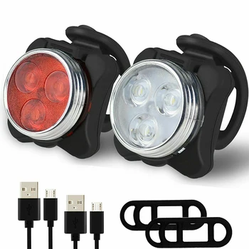 Aluminiu Lumini pentru Biciclete 3 LED-uri de Biciclete Lumini Fata Reîncărcabilă Cap Coada Clip Lumină cu USB rezistent la apa Lampa Clip Coada de Lumină Lampă