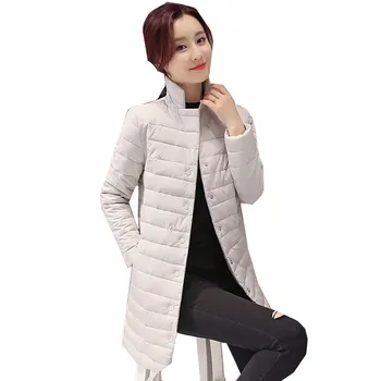 Noua Toamna Iarna 2021 Moda Strat de Lumină de Bumbac Femei Lungă Subțire de Bumbac coreean Solidă Guler Picioare în Jos Jacheta Sacou din Bumbac