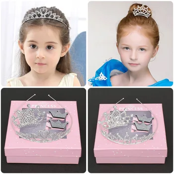 Cute Princess Crown hairband Ac de par Set Cadou pentru Copii Fete de păr capul hoop benzi hairgrips copii tiara frizură accesorii