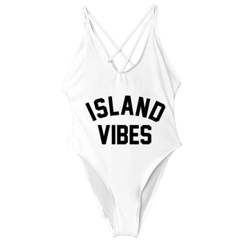 INSULA VIBRATII Costume de baie Cruce Înapoi O Bucată de costume de Baie Bikini Sexy Petrecere a Burlacelor Costum de Baie Negru Beachwear 7 Culori