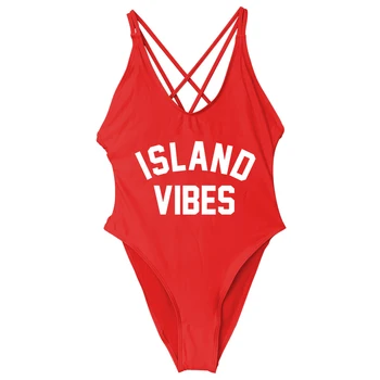 INSULA VIBRATII Costume de baie Cruce Înapoi O Bucată de costume de Baie Bikini Sexy Petrecere a Burlacelor Costum de Baie Negru Beachwear 7 Culori